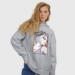 Толстовка оверсайз женская Клинок рассекающий демонов Даки демон, цвет: меланж — фото 2