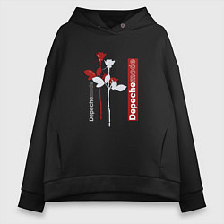 Толстовка оверсайз женская Depeche Mode - Roses violator, цвет: черный