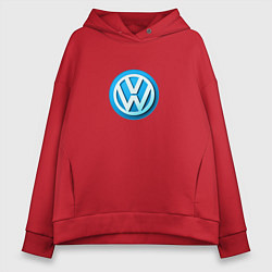 Толстовка оверсайз женская Volkswagen logo blue, цвет: красный