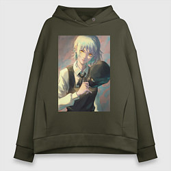 Толстовка оверсайз женская Человек-бензопила Кига одна из четырех всадников, цвет: хаки
