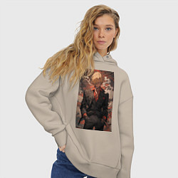 Толстовка оверсайз женская Ван-Пис Санджи кок, цвет: миндальный — фото 2