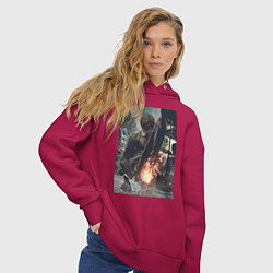 Толстовка оверсайз женская Ван-Пис Санджи пират, цвет: маджента — фото 2