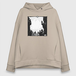 Толстовка оверсайз женская Храбрый дух, цвет: миндальный