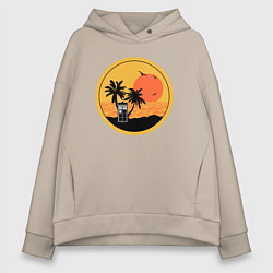 Толстовка оверсайз женская Тардис на пляже, цвет: миндальный