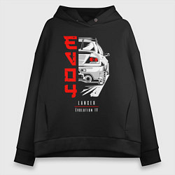 Толстовка оверсайз женская Mitsubishi Lancer - Evolution 4, цвет: черный