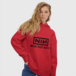 Толстовка оверсайз женская NIN: Nine inch nails, цвет: красный — фото 2