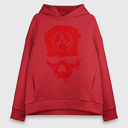 Толстовка оверсайз женская Amatory Skull, цвет: красный