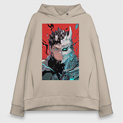 Толстовка оверсайз женская Кайдзю номер восемь Кафка Хибино силы обороны, цвет: миндальный