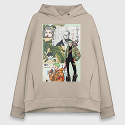 Толстовка оверсайз женская Ван-Пис Зоро Ророноа коллаж сильнейший мечник, цвет: миндальный