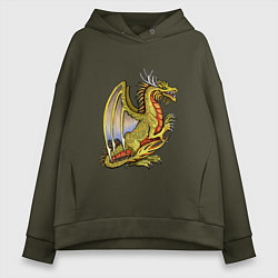 Толстовка оверсайз женская HOMM3 gold dragon, цвет: хаки