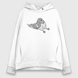 Толстовка оверсайз женская Сидящий голубь, цвет: белый