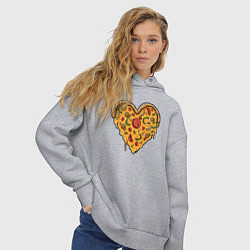 Толстовка оверсайз женская Pizza heart, цвет: меланж — фото 2