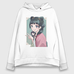 Толстовка оверсайз женская Монолог фармацевта Маомао чиби, цвет: белый
