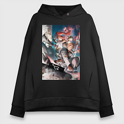 Толстовка оверсайз женская Реинкарнация безработного Эрис Бореас Грейрат Орст, цвет: черный