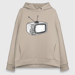 Толстовка оверсайз женская Retro TV, цвет: миндальный