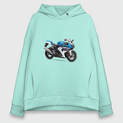Толстовка оверсайз женская Крутой спортивный мотоцикл, цвет: мятный