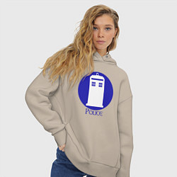 Толстовка оверсайз женская Tardis police, цвет: миндальный — фото 2
