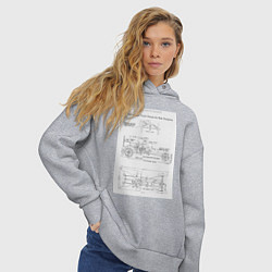 Толстовка оверсайз женская Ford чертежи автомобиля, цвет: меланж — фото 2