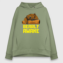 Толстовка оверсайз женская Bearly awake, цвет: авокадо