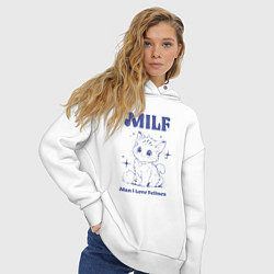Толстовка оверсайз женская Milf милфа, цвет: белый — фото 2