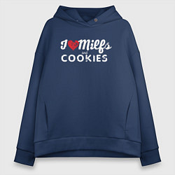 Толстовка оверсайз женская Milf and cookies милфа, цвет: тёмно-синий
