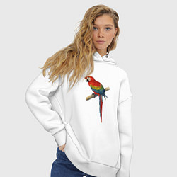 Толстовка оверсайз женская Попугай ara macaw, цвет: белый — фото 2