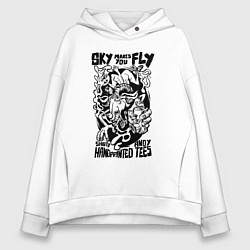 Толстовка оверсайз женская Небо зовёт летать, цвет: белый