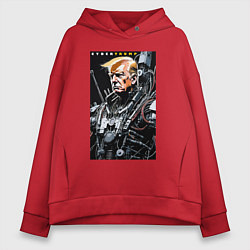 Толстовка оверсайз женская Cyber Trump - ai art fantasy, цвет: красный