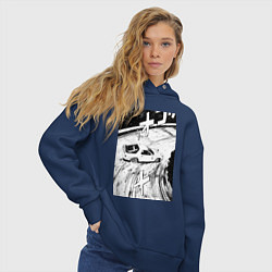 Толстовка оверсайз женская Mazda RX-7 гоночный стиль, цвет: тёмно-синий — фото 2