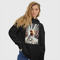Толстовка оверсайз женская Морская свинка милая - показ мод животных, цвет: черный — фото 2