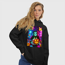 Толстовка оверсайз женская Minecraft and halloween collaboration - ai art, цвет: черный — фото 2