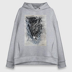 Толстовка оверсайз женская Абстрактная графика Blue, цвет: меланж