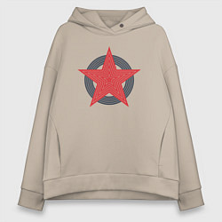 Толстовка оверсайз женская Red star symbol, цвет: миндальный