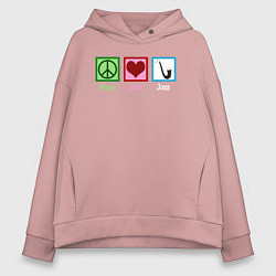 Толстовка оверсайз женская Мир любовь джаз, цвет: пыльно-розовый