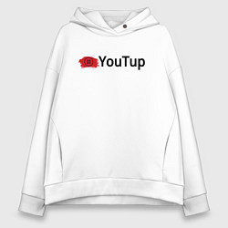 Толстовка оверсайз женская Youtup youtube, цвет: белый