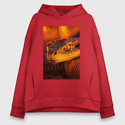 Толстовка оверсайз женская Огненная змея, цвет: красный