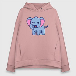 Толстовка оверсайз женская Радостный слон, цвет: пыльно-розовый