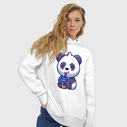 Толстовка оверсайз женская Панда и напиток, цвет: белый — фото 2