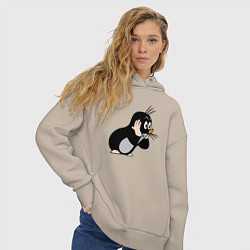 Толстовка оверсайз женская Чешский крот в шоке от происходящего, цвет: миндальный — фото 2