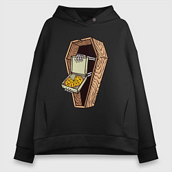 Толстовка оверсайз женская Dead pizza, цвет: черный