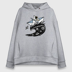 Толстовка оверсайз женская Кораблик на космической волне, цвет: меланж