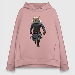 Толстовка оверсайз женская Кот-викинг, цвет: пыльно-розовый
