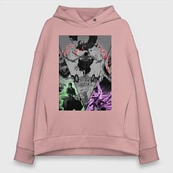 Толстовка оверсайз женская Ван-Пис Зоро Ророноа пират, цвет: пыльно-розовый