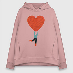 Толстовка оверсайз женская Большая любовь, цвет: пыльно-розовый