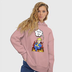 Толстовка оверсайз женская Vault boy in the fire, цвет: пыльно-розовый — фото 2