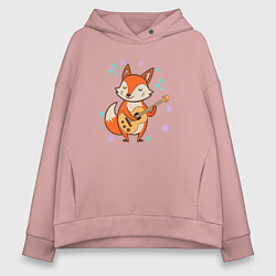 Толстовка оверсайз женская Лиса с гитарой, цвет: пыльно-розовый