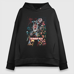 Толстовка оверсайз женская Фильм ужасающий - клоун арт, цвет: черный