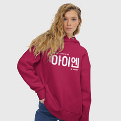 Толстовка оверсайз женская Айен stray kids, цвет: маджента — фото 2
