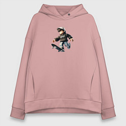 Толстовка оверсайз женская Roblox man skeytboard, цвет: пыльно-розовый