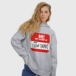 Толстовка оверсайз женская Eminem - slim shady sticker, цвет: меланж — фото 2